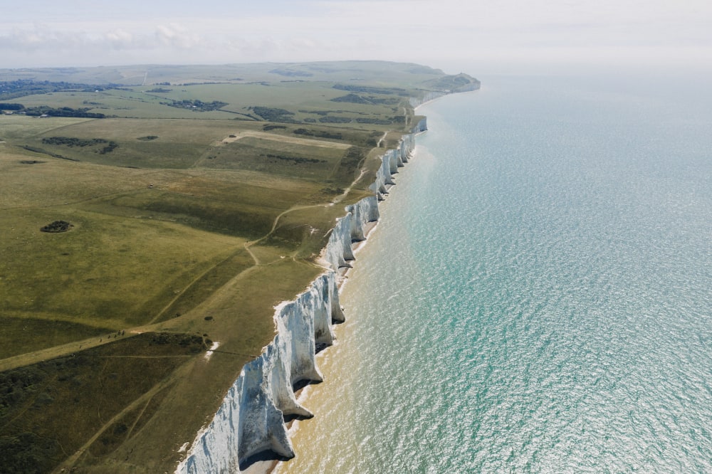 White cliffs of Dover from the air